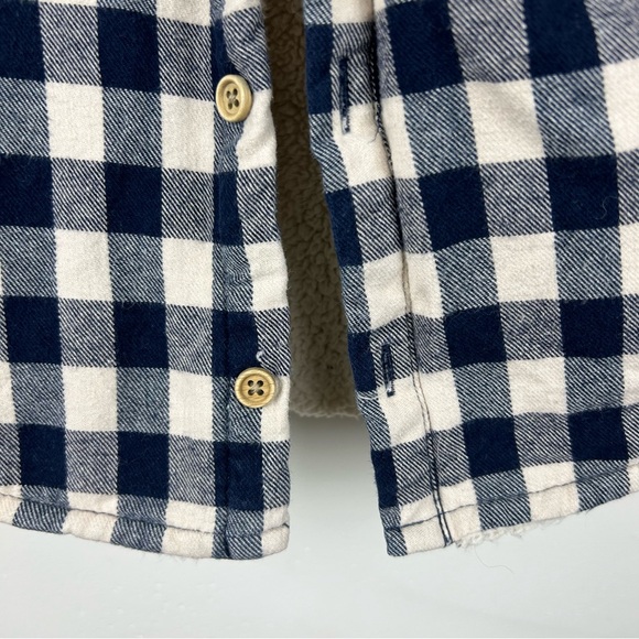 Zara Toddler Navy Blue Plaid Sherpa Lined Flannel Jacket - Picture 5 of 9